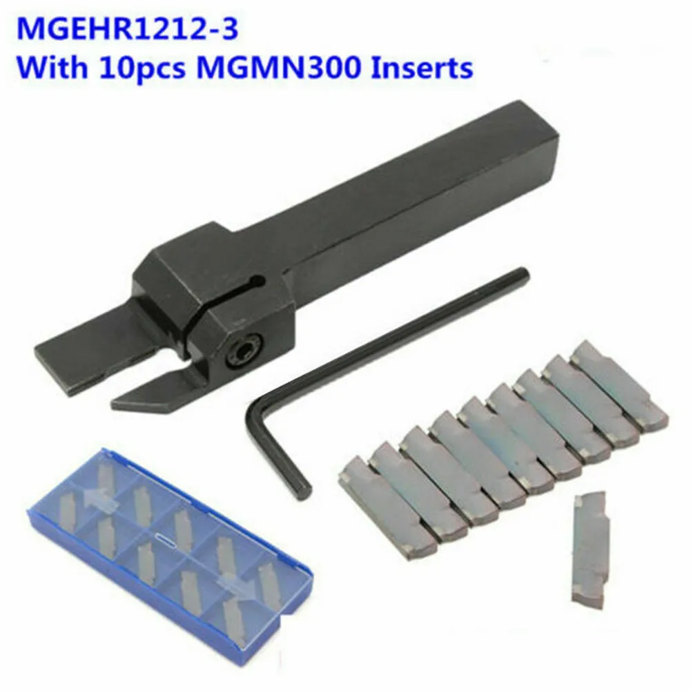 

MGEHR1212-3 Lathe Cut-Off Grooving Parting Tool Holder + 10pcs MGMN300 Inserts Metal Processing Lathe Parts Turning Tool Holder