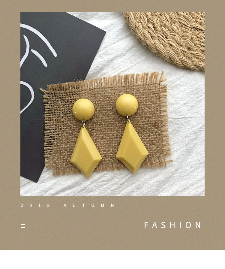 

Yellow Resin Geometric Cute Earrings