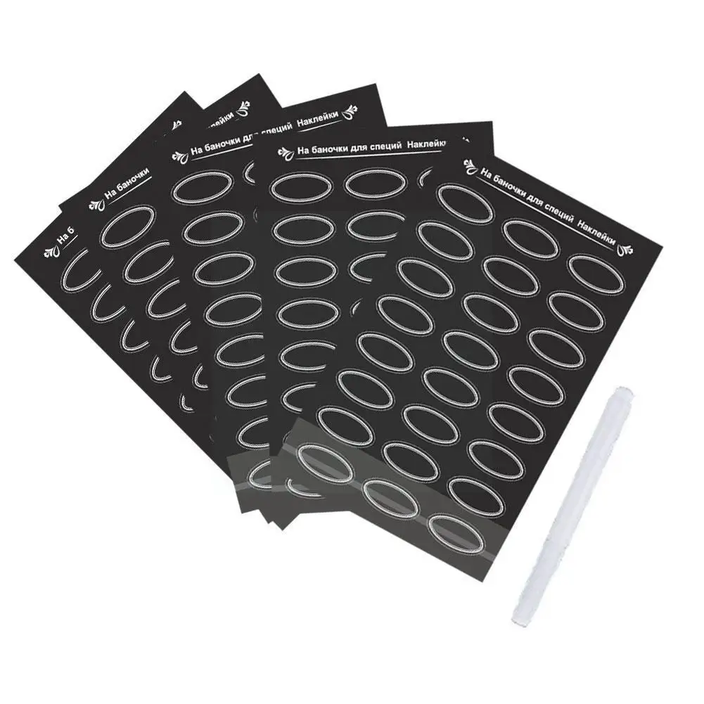 

5pcs Russian Spice Label Stickers Blackboard Labels Jam With Pieces Jar Reusable Bottle Blackboard Pen 120 Marker Tags C2s7