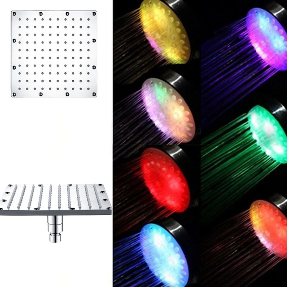 8 дюймов 200 мм Нержавеющая сталь большой светодиодный лейки для душа Цвет