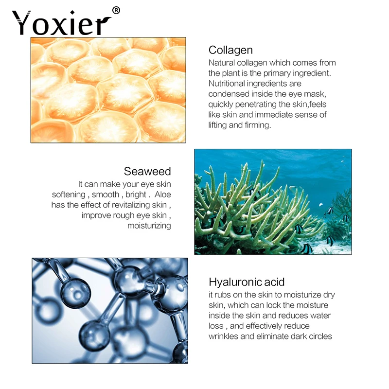Yoxier, Золотая коллагеновая Белковая маска для глаз, Уход за глазами, тонкие линии под глазами, отечность, темные круги, увлажняющая, укрепляющая, против морщин
