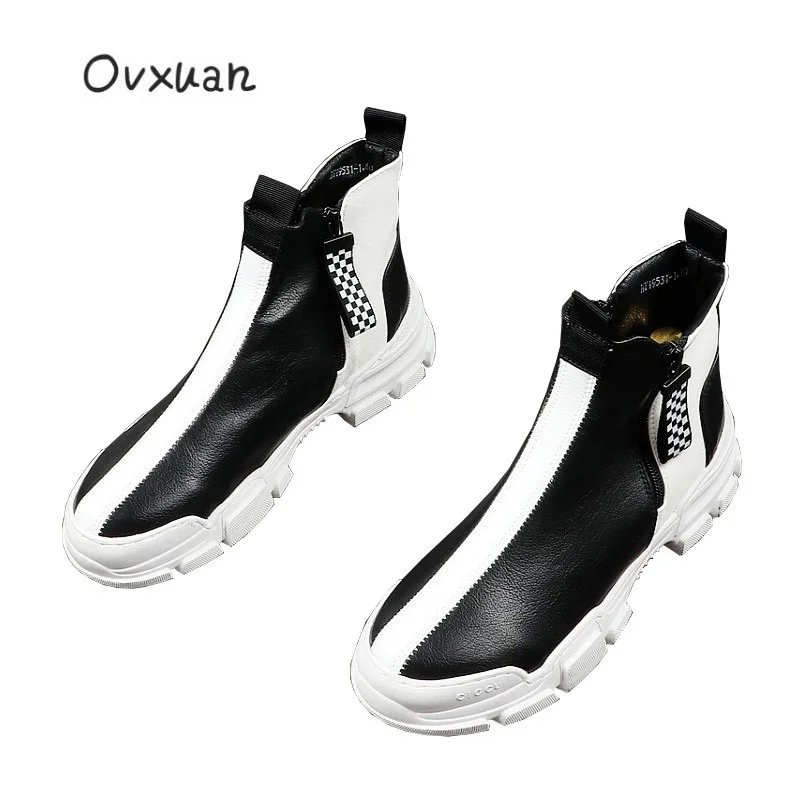 Модные Простые короткие ботинки OVXUAN мужские высокие на толстой подошве