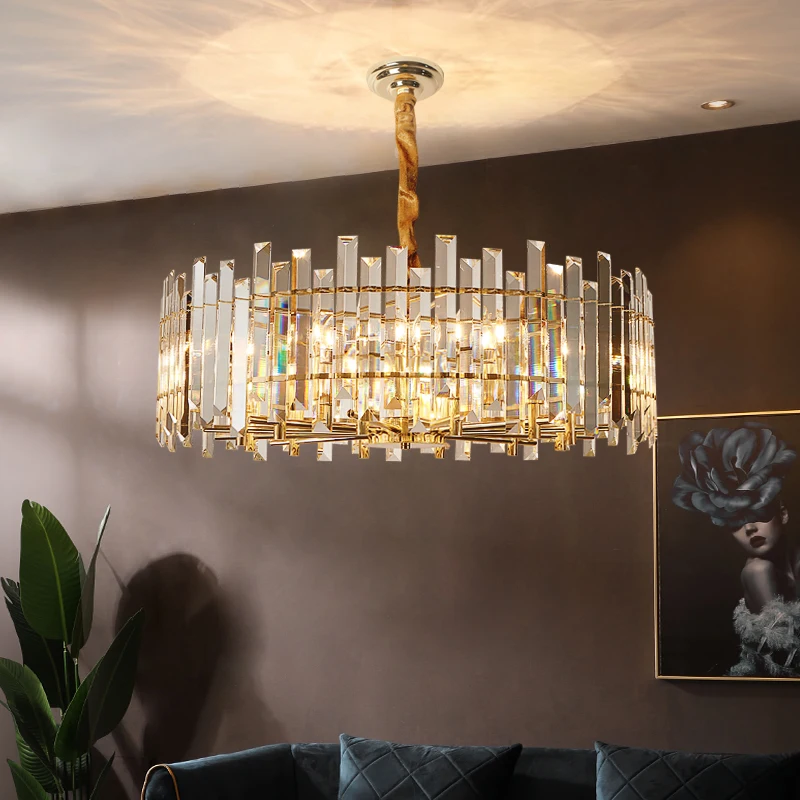 

Modern light luxury LED crystal lighting restaurant bedroom corridor crystal chandelier Golden lamp HP82602