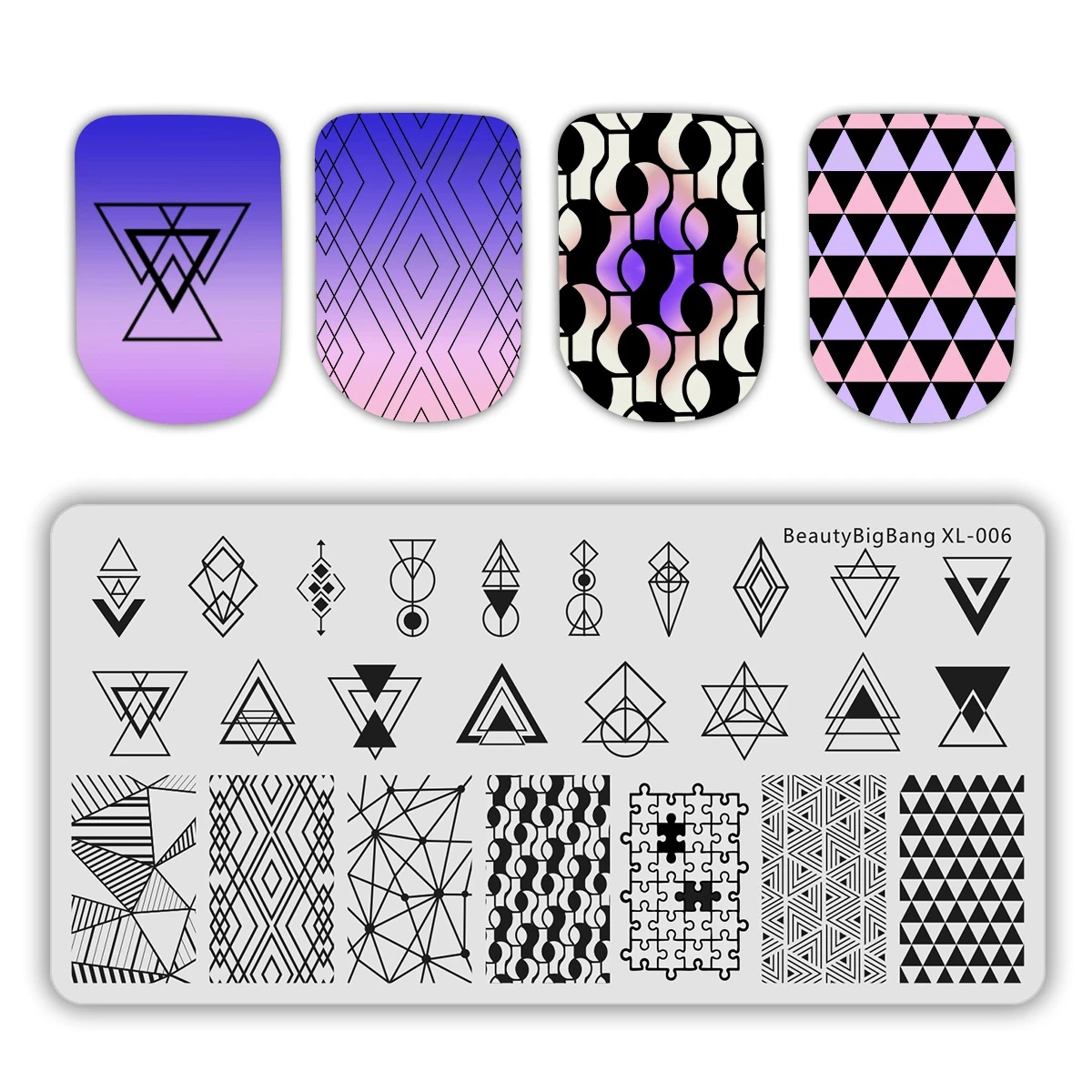 Красивая пластина для стемпинга BigBang дизайна ногтей полосатая линия цветок