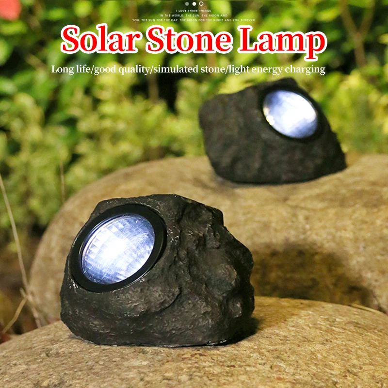 

IP65 Waterproof Imitative Stone Solar Lamp LED Bulb Courtyard Decorative Lighting Household Holiday Garden Simulation Stone Lamp