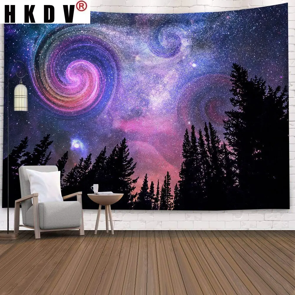 

HKDV Aurora Galaxy Tapestry Wall Hanging Covering Rugs Background Cloth Beach Mat Blanket Art Bedroom Dorm Home Decor 32Styles