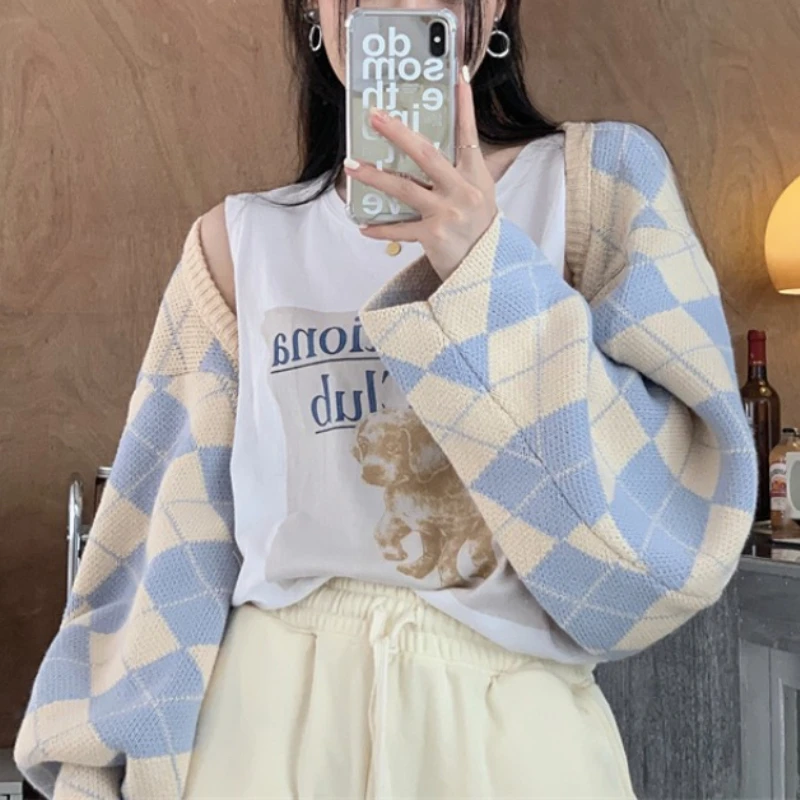 

Женский свитер-пальто y2k Y2K, Осень-зима 2021, новая Корейская версия свободного кроя в стиле ретро, короткий вязаный кардиган