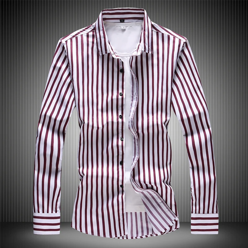 

Striped 2020 New Arrival Red Men's Long Sleeve Shirt High Quality Casual Fashion Blue Shirts Cotton Clothing 5XL 6XL 7XL 8210