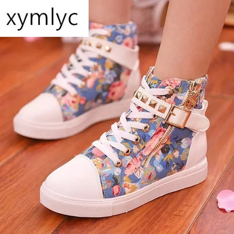 

New Woman High Top Black White Boots Shoes Women Casual Platform Vulcanized Flats Shoes PU Leather Sneakers Zapato Mujer