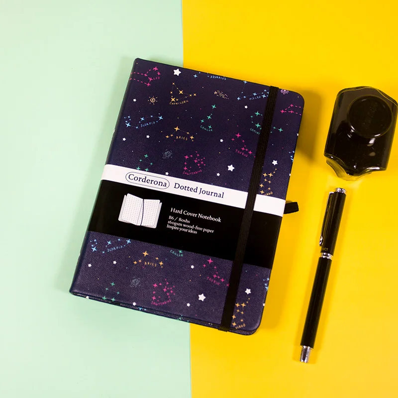 

Zodiac B6 Dotted Grid Bullet Notebook 160gsm Hard Cover Elastic Band Ultra Thick Paper Planner Diary Travel Bullet Journal