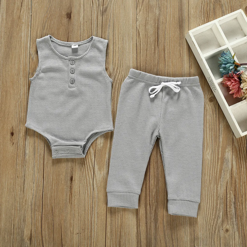 Комплект из 2 предметов однотонная вязаная одежда для новорожденных комбинезон