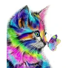 GATYZTORY Diy фотографии по номерам наборы для взрослых ручная роспись цвет Кот с бабочкой живопись маслом по номерам