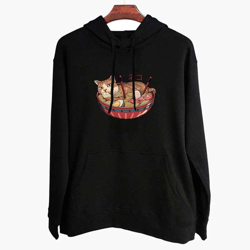 

THE COOLMIND cotton streetwear noodles cat print unisex hoodies casual cool oversized men hoodies loose autumn hoodies for men