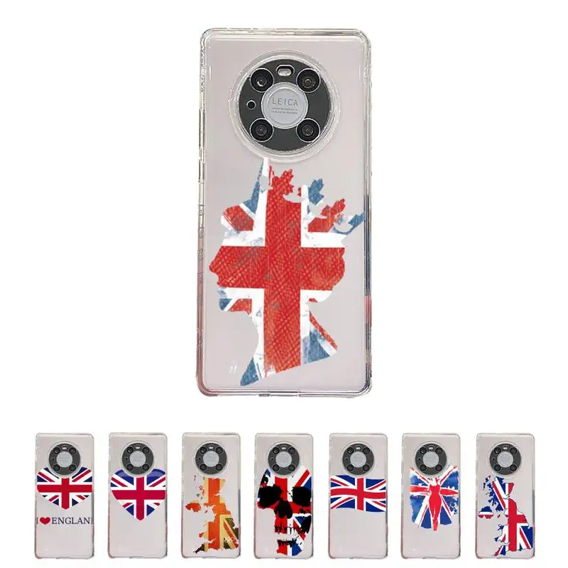 

British flag Phone Case Transparent For Huawei honor V 40 30 20 X note 10 pro lite max s Soft TPU Clear Mobile bags