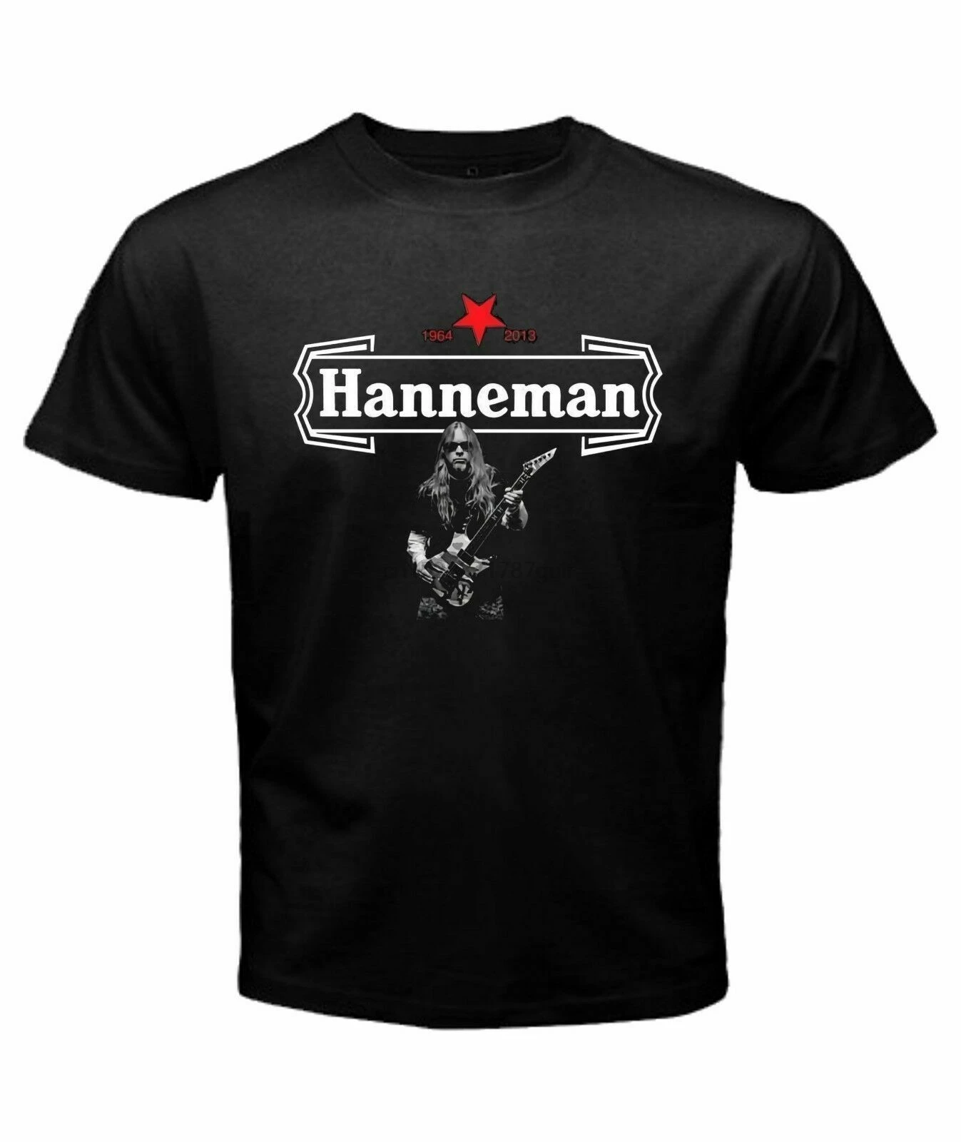 T-shirt da uomo nera a manica corta da uomo con fascia Vocalist New JEFF HANNEMAN Slayer Band