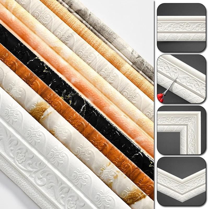 Самоклеящаяся 3D Талия наклейки на плинтус и стены пены Водонепроницаемый анти