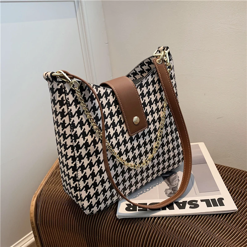 

Bag Houndstooth Bags Crossbody Shoulder Casual Pu Leather Handbag Lady Messenger Women Tote Fashion Handbags Famale For Girl