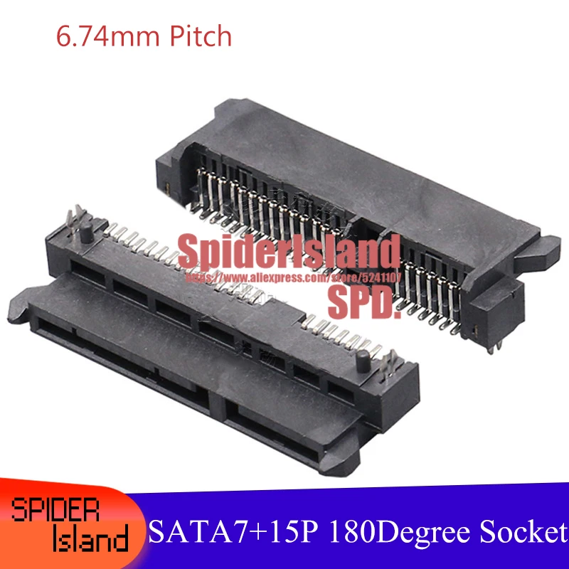 Verkauf 1000 Stücke SATA 7 + 15P Weiblichen Sitz 6,74mm Pitch SMT Patch 22P Harpoon Positionierung Spalte Stecker SATA Sokcet Für Motherbpard Weld