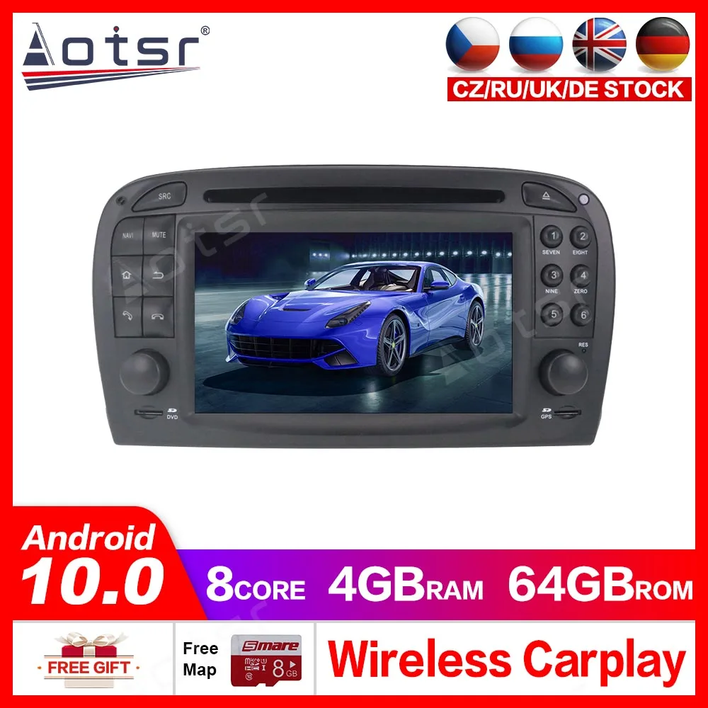 Чистый Android10 4 + 64 ГБ Автомобильный DVD плеер для Mercedes Benz SL R230 SL500 аудио GPS 2 din радио