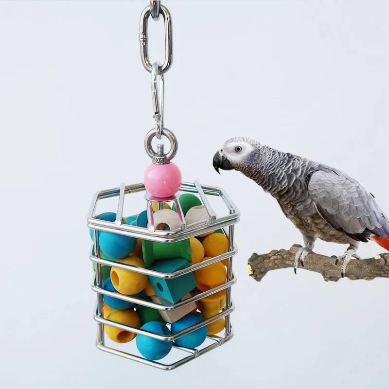 

Stainless steel parrot foraging toy pet bird toy squirrel stainless steel food cage parrot toy