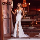 Женское кружевное платье-Русалка MACDUGAL, элегантное пляжное платье невесты с V-образным вырезом и цветочным узором, платье невесты, 2021