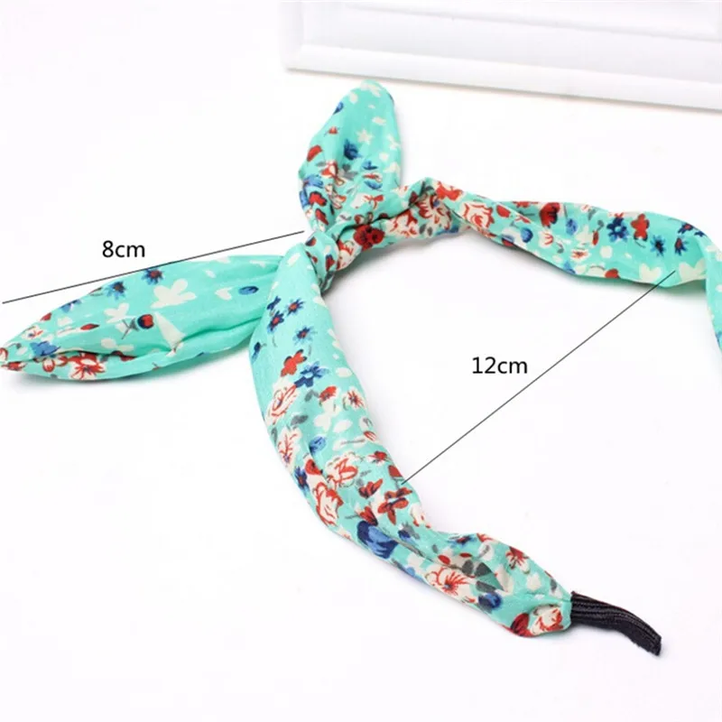 

Cute Leopard Dots Lip Print Flower Bunny Rabbit Ear Ribbon Headwear Hairband Metal Wire Scarf Headband Hair Band Accessories 1Pc