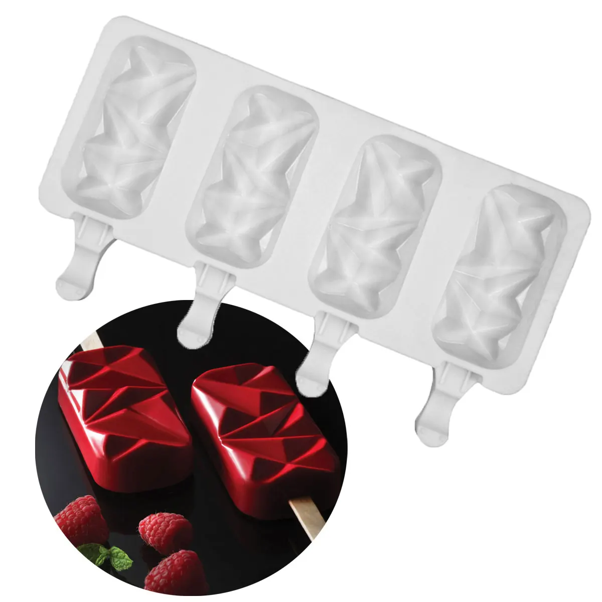 

4 ячейки силиконовые Замороженные алмаз мороженое плесень сок в виде мороженого и чайник детей поп на палочке лоток аксессуары для кухни