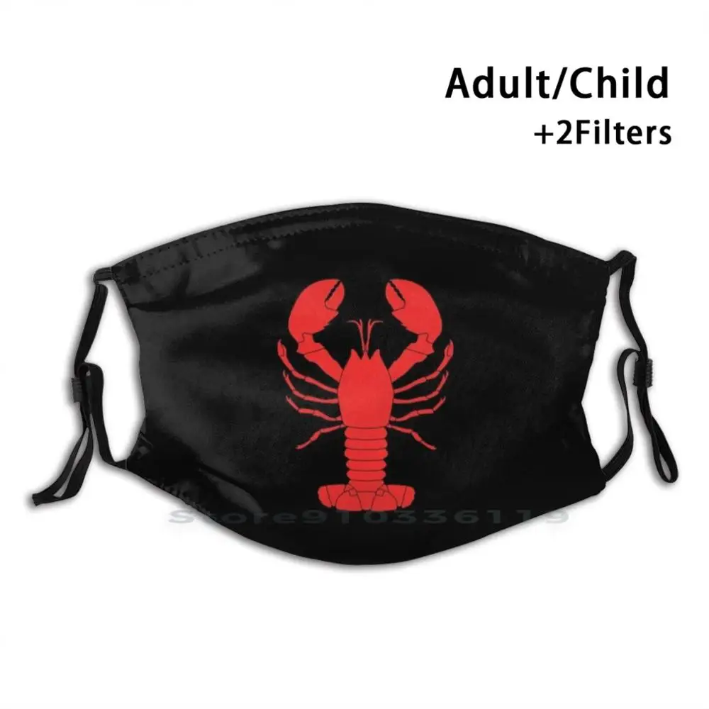 

Lobster Print Reusable Pm2.5 Filter DIY Mouth Mask Kids Get Tags Lobster Seafood Crayfish Funny Maine Shrimp Crustacean Maine