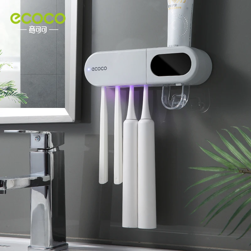 ECOCO Toothbrush Sterilizer Automatic induction UV Rechargeable Drying Wall-mounted Tooth Brush Holder Bathroom Accessories | Дом и сад
