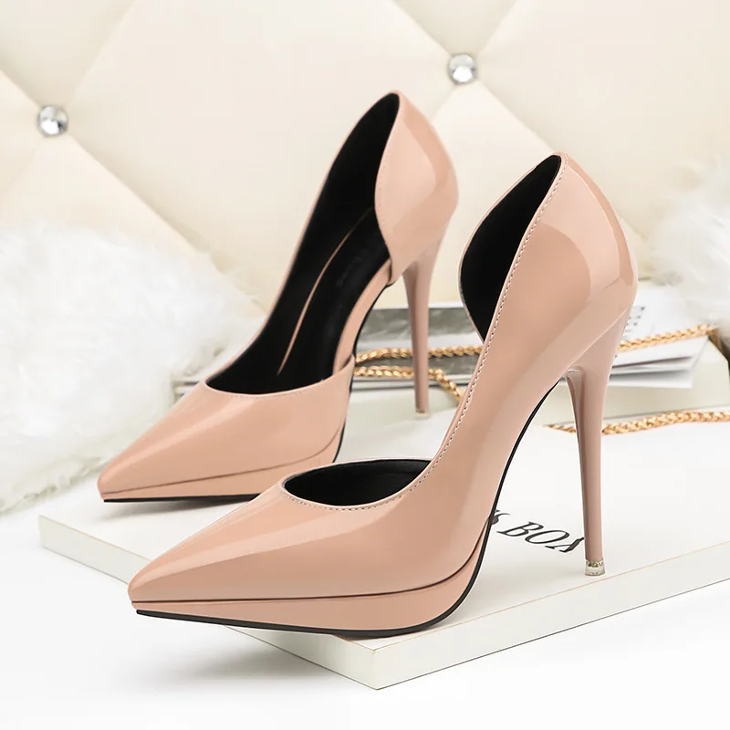

women pumps PU Slip On 12CM Thin Heels High heels Pointed Toe Shallow shoes for women women shoes 2020 size 35-42 black red