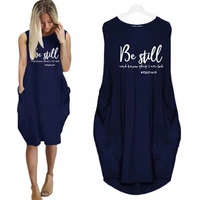 women dress be still and know that i am god faith jesus sleeveless letters print dresses 5xl dropshipping