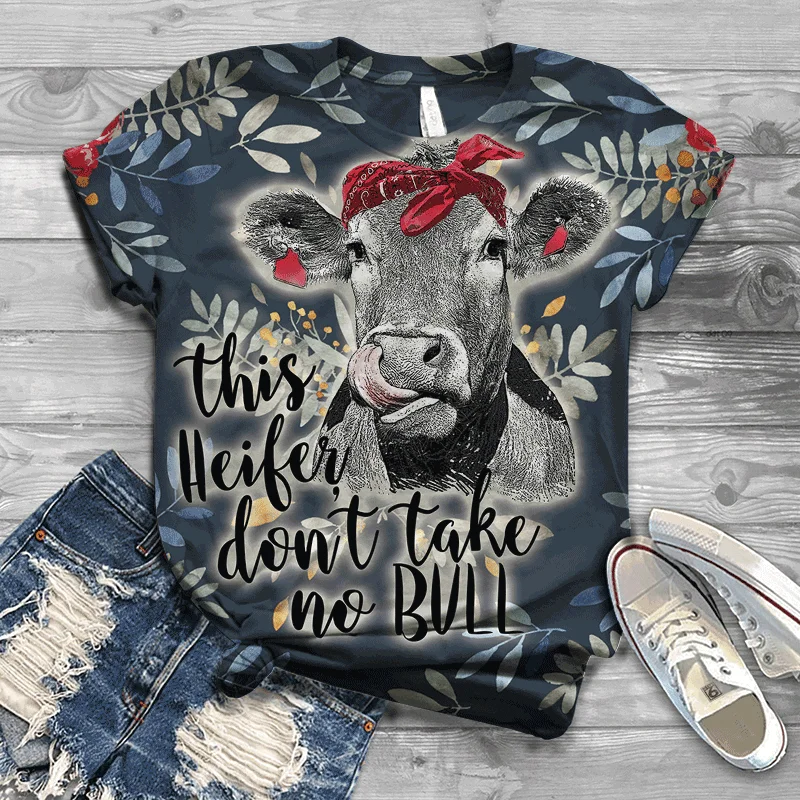 

Ladies T-shirt Comfortable and soft Ladies T-shirt 2021 new Harajuku female plus size T-shirt Female short-sleeved animal print