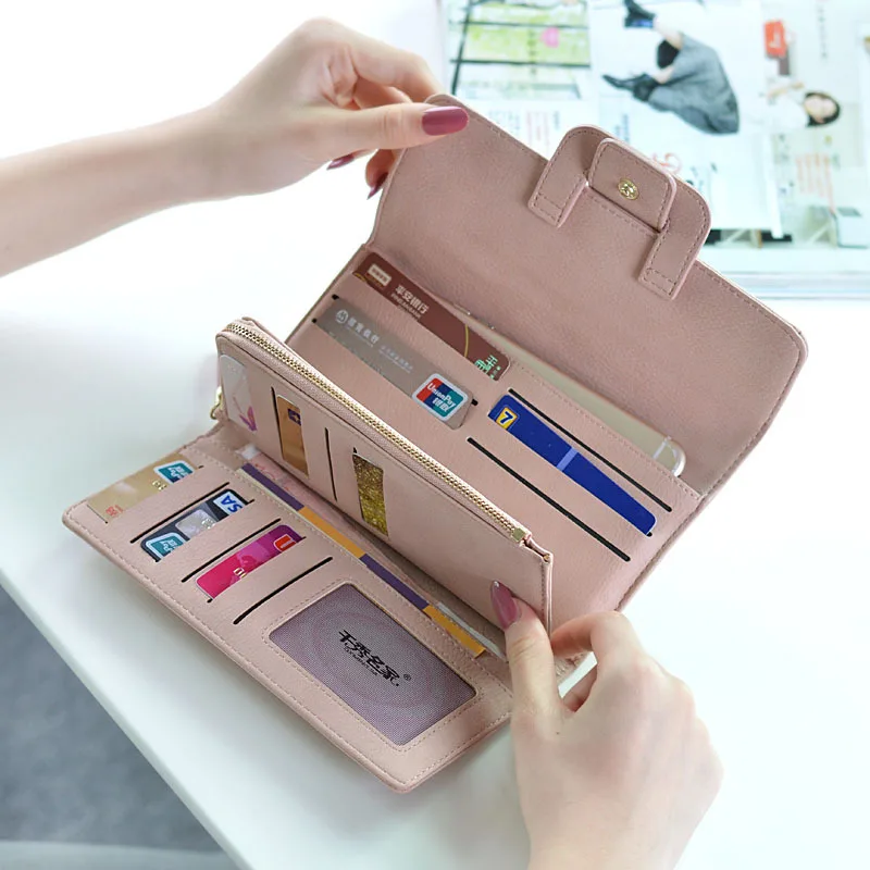 Большой Вместительный Модный повседневный женский кошелек Длинный мягкий из