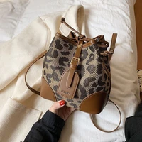 leopard print luxury brand bucket bags for women high quality canvas female shoulder messenger bag small handbags and purses