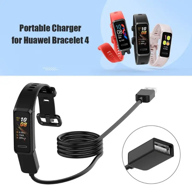USB кабель для зарядки 1 м портативный черный удлинитель Huawei Band 4/Honor 5i/POLAR M200/NIKE