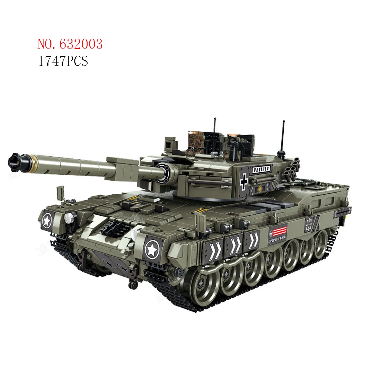 

632003 1747pcs Leopard 2A4 Main Battle Tank Assembled Building Blocks Puzzle Building Block Toy Children's Gift