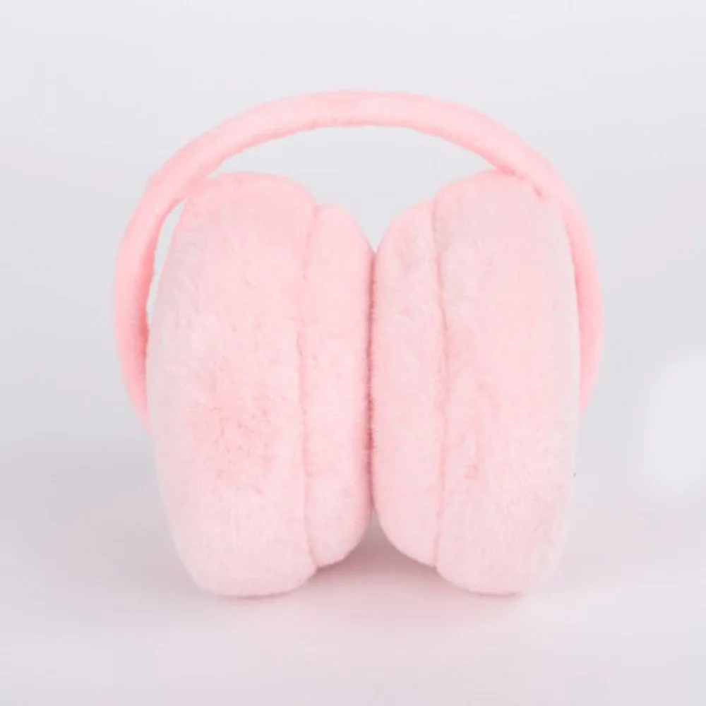 light pink Детские зимние уличные наушники; аксессуары; модные плюшевые наушники; однотонные мягкие теплые наушники; подарок для детей - Цвет: light pink