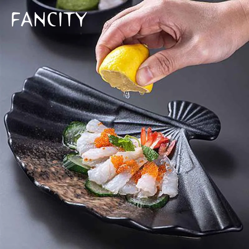 

FANCITY веерообразная тарелка для суши в японском стиле, креативные нестандартные домашние персонализированные закуски, десертная посуда для ...