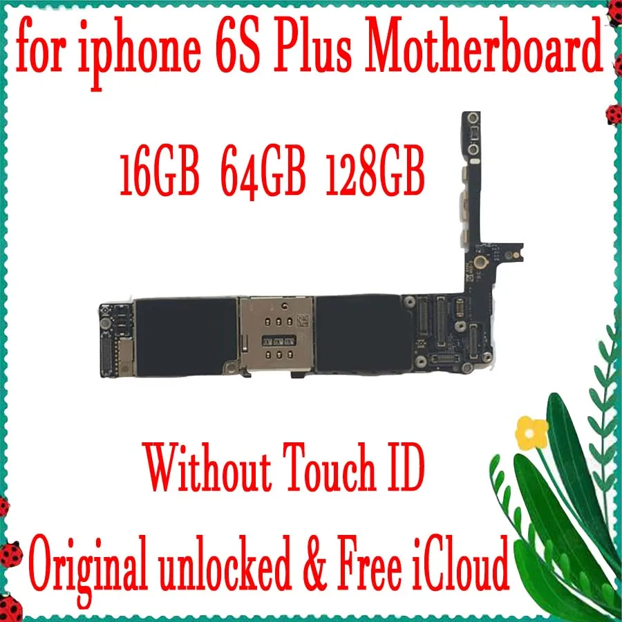 Оригинальная материнская плата для iPhone 6S Plus разблокированная материнская плата с сенсорным ID/No Touch ID, с логической платой IOS, 16 Гб 64 Гб 128 ГБ