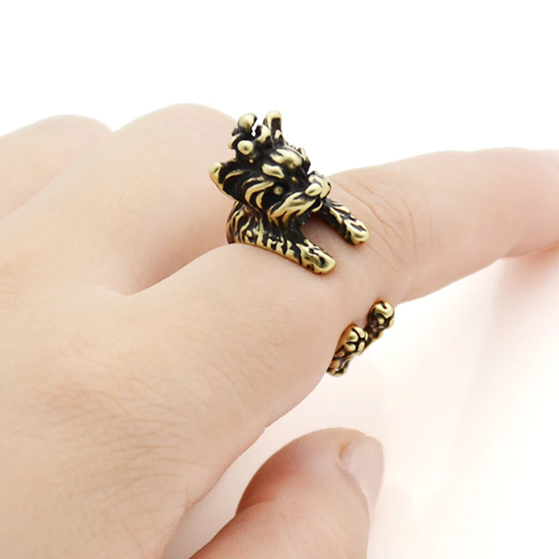 Новинка винтажный хиппи латунный сустав милый Йоркширский Анель мужское кольцо