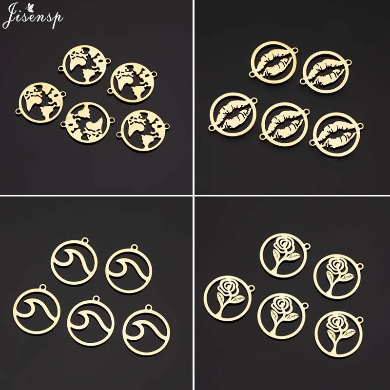 Jisensp 5 шт. винтажные Подвески с картой мира ожерелье подвески из нержавеющей стали