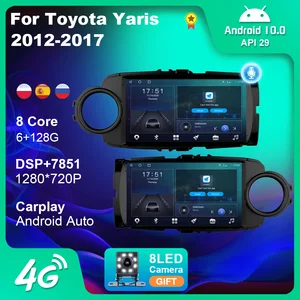 android 10 car for toyota yaris 2012 2013 20014 2015 2016 2017 gps navigation dsp carplay 4g wifi bt 2 din radio player no dvd free global shipping