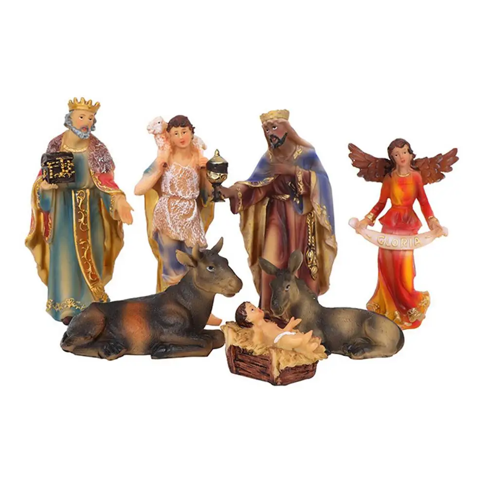 

Colorful Nativity 11pc Set - Holy Family Birth Of Jesus Figurine Christmas Home Decor Miniatures Ornament Church Xmas Gift