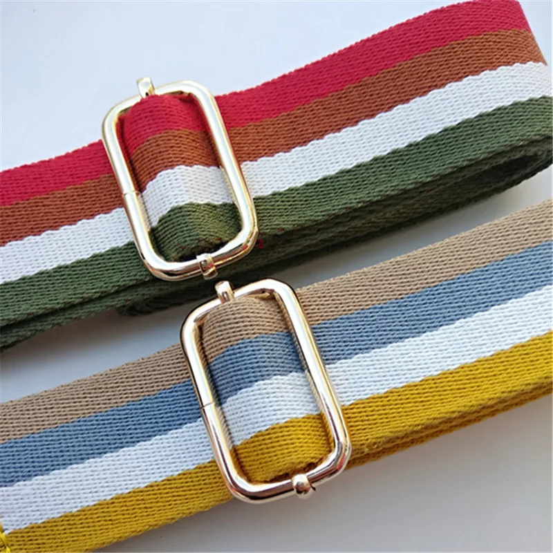 

New women's bag strap accessories replacement striped colorful diagonal bags strap gold hook bag belt