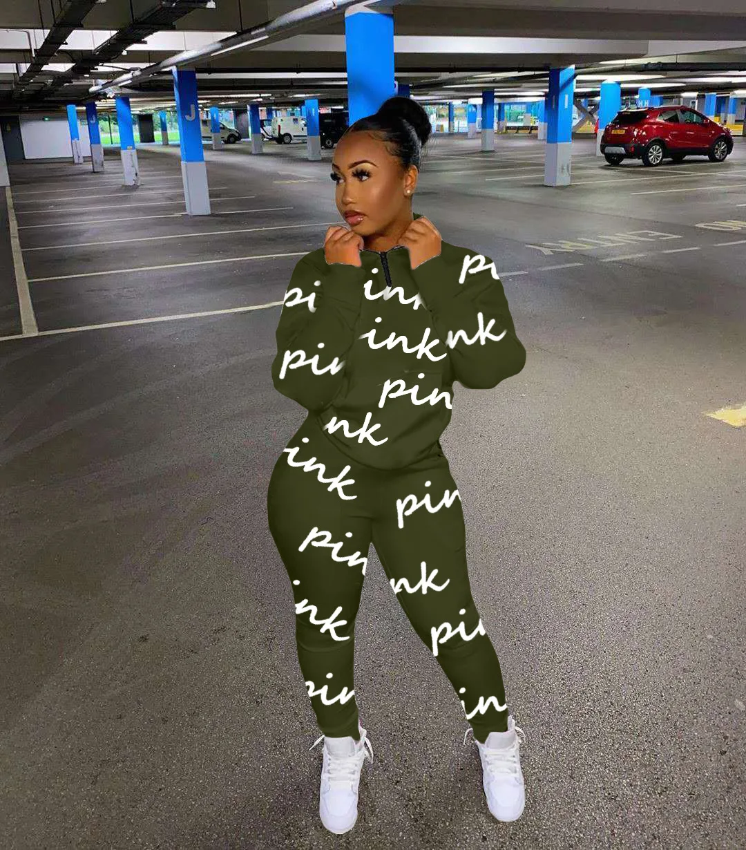

Two Piece Sets Women Print Tracksuit 2021 spring long sleeve 2pcs Set Blouse+Elastic Waist Pants Lounge Wear Outfits Plus Size