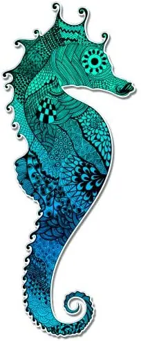 

Seahorse Colorful Aquamarine - Vinyl Sticker Waterproof Decal