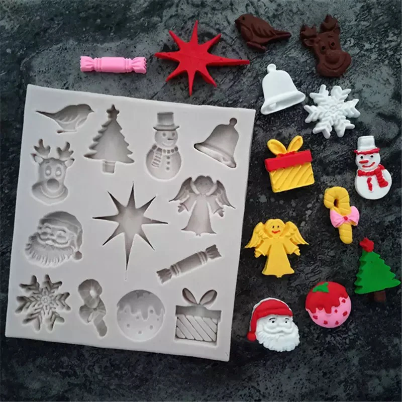 

Christmas Silicone Mold Fondant Cake Mold Snowflake Elk Bell Cake Christmas Lace Mould Cake Decorating Tools Bakeware