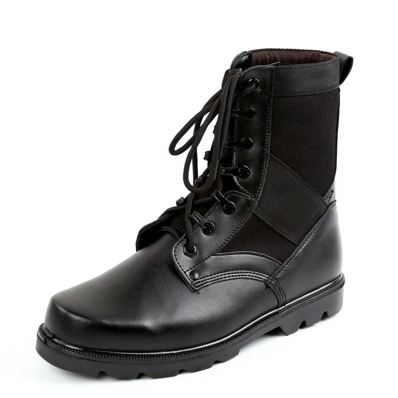 

Mens Leather Tactical Army Boots Ankle Strap Black Combat Military Boots Comfortable Breathable Safety Steel Toe Shoes Size34-46
