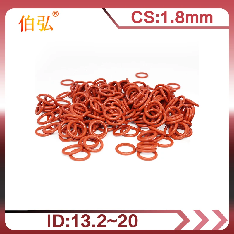 

10PCS/lot Red Silicon O-Ring Silicone/VMQ 1.8mm Thickness ID13.2/14/15/16/17/18/19/20mm Seal Rubber Gasket Ring Washer