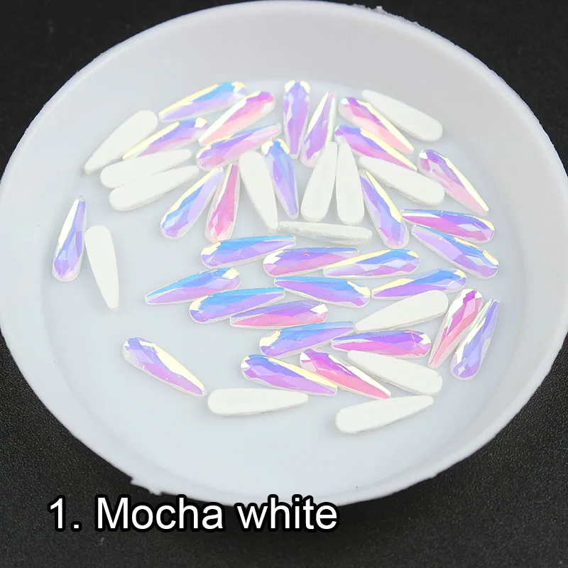 Mocha White Новинка 30 шт./упак. мокко неоновые цвета капли дождя форма 3x10 мм Стразы для ногтей страз 3d-украшения для ногтей аксессуары - Цвет: Mocha White